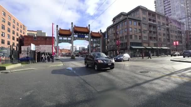 Zeitraffer der Milleniumstore zu Chinatown in Vancouver - Filmmaterial, Video