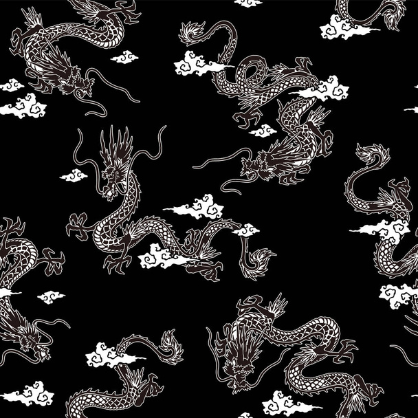 Japanese style and simple dragon seamless pattern, - Vector, afbeelding
