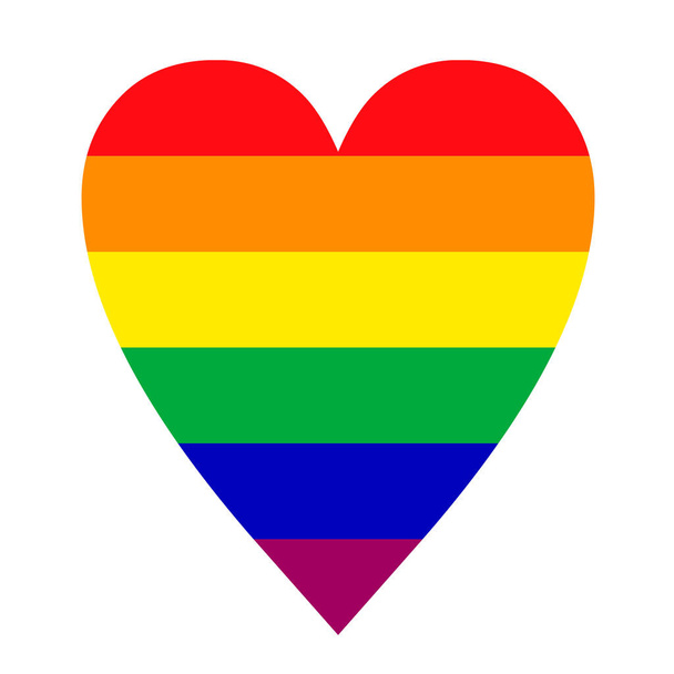 Uma forma de coração com cores de arco-íris como um símbolo de amor para o mundo de LGBT. - Vetor, Imagem