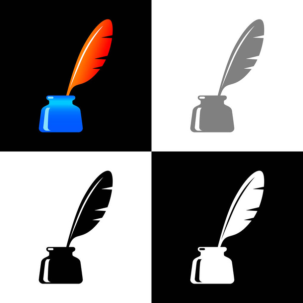 Conjunto de iconos de tintero, ilustración vectorial  - Vector, imagen