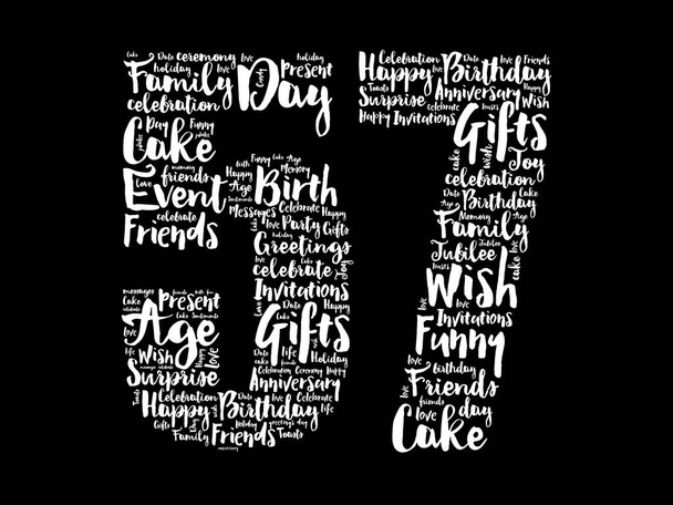Happy 57th birthday word cloud. holiday concept backgroun - Photo, Image