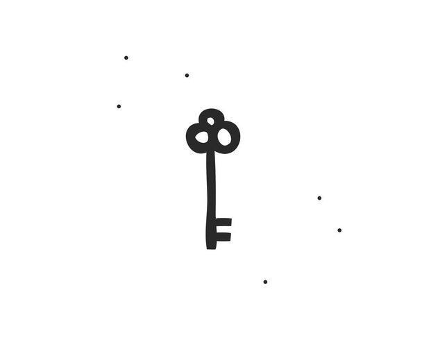 Ręcznie rysowany wektor abstrakcyjny kolba płaska grafika ilustracja z elementem logo linia sztuka mistycznego symbolu, klucz w prostym stylu do marki, izolowane na białym tle - Wektor, obraz