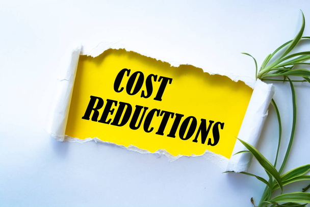 Cost Reductions words on copybook page. Production or reselling Business concept for reduction expenses for goods and services. - Photo, Image