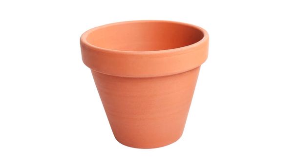 Empty clay flower pot isolated on white background. (Clipping path) - Photo, Image