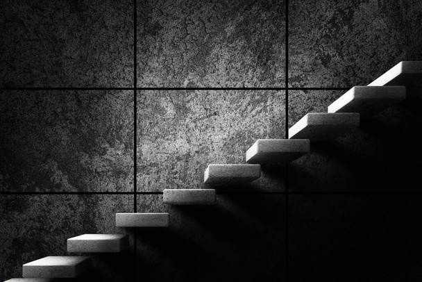Архітектура бічного вигляду Бетонні або голі мінометні сходи на гіпсовій стіні гранжевий текстурний фон
. - Фото, зображення
