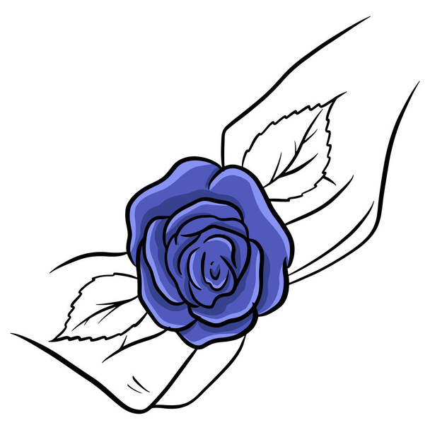 Hand-drawn roses. Beautiful flower. Cartoon style. Vector illustration. For design and decoration. - Vector, imagen