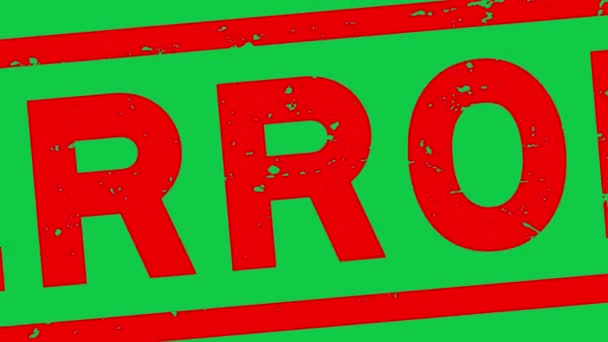 Grunge rosso errore parola quadrata gomma sigillo timbro zoom in sfondo verde - Filmati, video