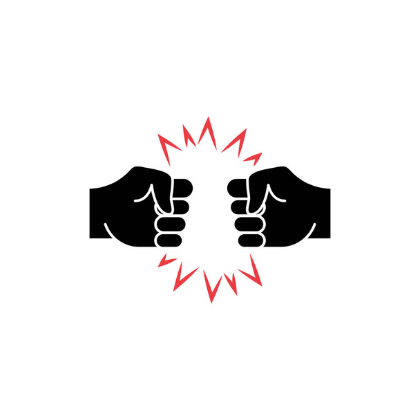 Twee handen vuist Bump pictogram. vuisten slaan als groet. Respect, strijd, conflict en handdruk concept. Punch tussen twee vuisten. Vectorillustratie - Vector, afbeelding