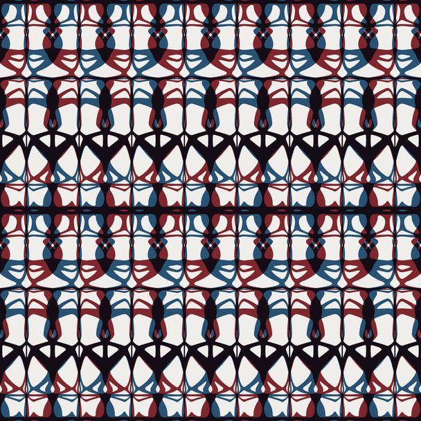 Patrón abstracto sin costuras en rojo azul negro blanco - Foto, imagen