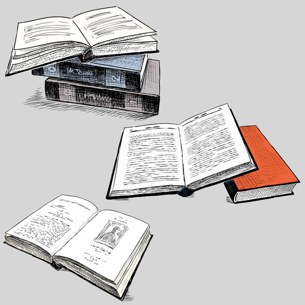 Disegni vettoriali di vari vecchi libri stampati - Vettoriali, immagini