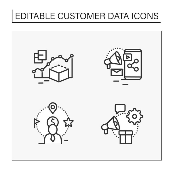 Σύνολο εικονιδίων πλατφόρμας δεδομένων πελατών - Διάνυσμα, εικόνα