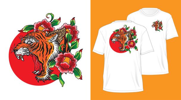 balijski tygrys głowa projektowa koszulka - Wektor, obraz