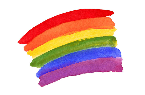 Aquarelle peinte à la main ensemble arc-en-ciel coloré. Drapeau de fierté isolé - Photo, image
