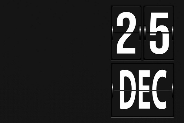 25 декабря. День 25 месяца, дата календаря. Календарь в виде механического табло. Концепция зимнего месяца, дня года - Фото, изображение