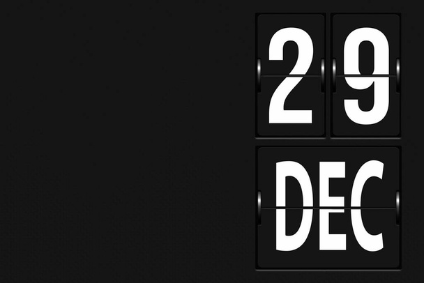 Le 29 décembre. Jour 29 du mois, date du calendrier. Calendrier sous la forme d'un tableau de bord mécanique. Mois d'hiver, concept de jour de l'année - Photo, image