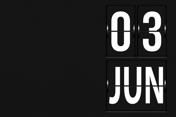 3 de junio. Día 3 del mes, fecha del calendario. Calendario en forma de cuadro de indicadores mecánico. Mes de verano, concepto del día del año - Foto, Imagen