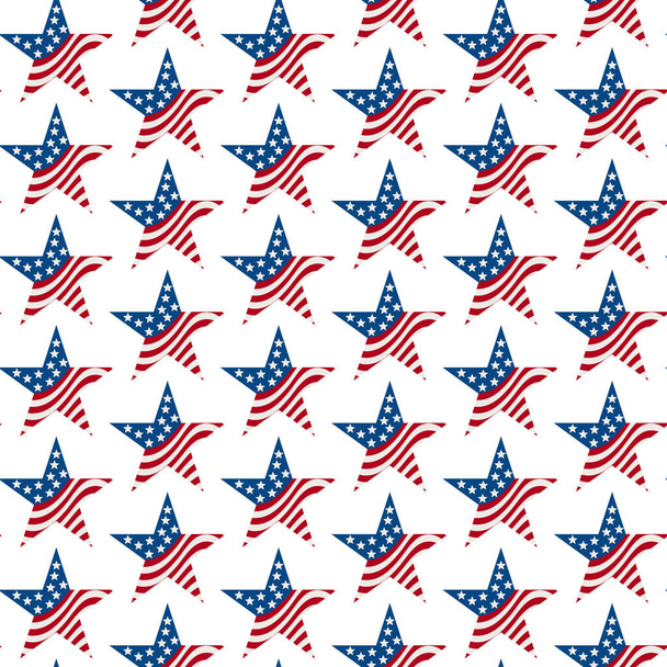 Ilustração vermelho, branco e azul EUA bandeira estrelas padrão de fundo que é sem costura e repete - Foto, Imagem