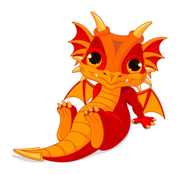 Cute cartoon baby dragon - Vecteur, image