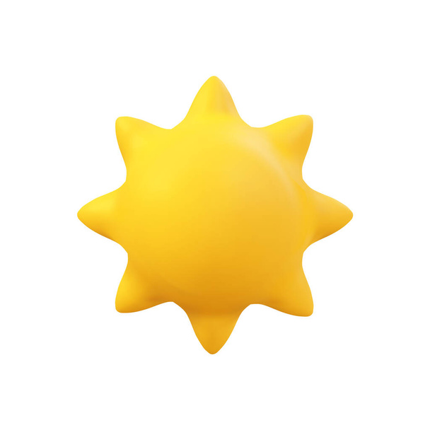 3d Vector Sun realistic illustration. Summer Solar object isolated on white. Minimal cartoon weather sunshine - ベクター画像