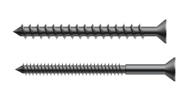Metal bolt and screw. Realistic steel nails. Repair hardware fasteners for equipment tool - Vector, Image