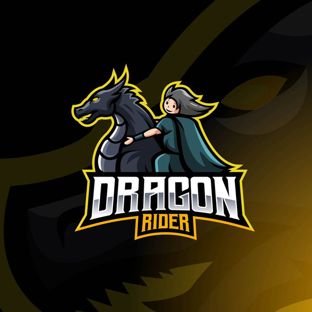 Dragon Rider μασκότ esport σχεδιασμό λογότυπο - Διάνυσμα, εικόνα