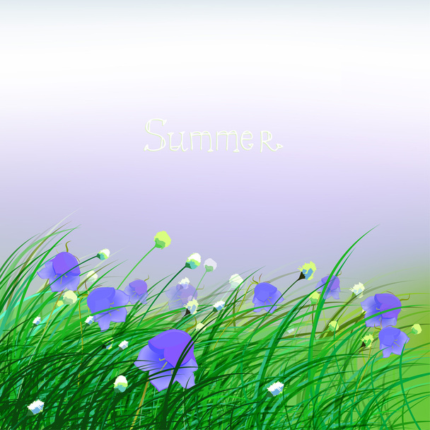 zöld fű és virágok - Vektor, kép