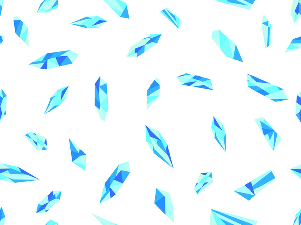 Kristalle nahtlose Muster. Edelsteine isoliert auf weißem Hintergrund. Rohmineralien. Hintergrund für Werbeartikel, Wraps und Banner. Vektorillustration - Vektor, Bild