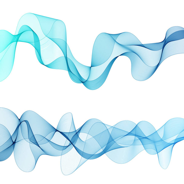 conjunto abstrato cor onda fumaça transparente liso vetor linhas azuis - Vetor, Imagem