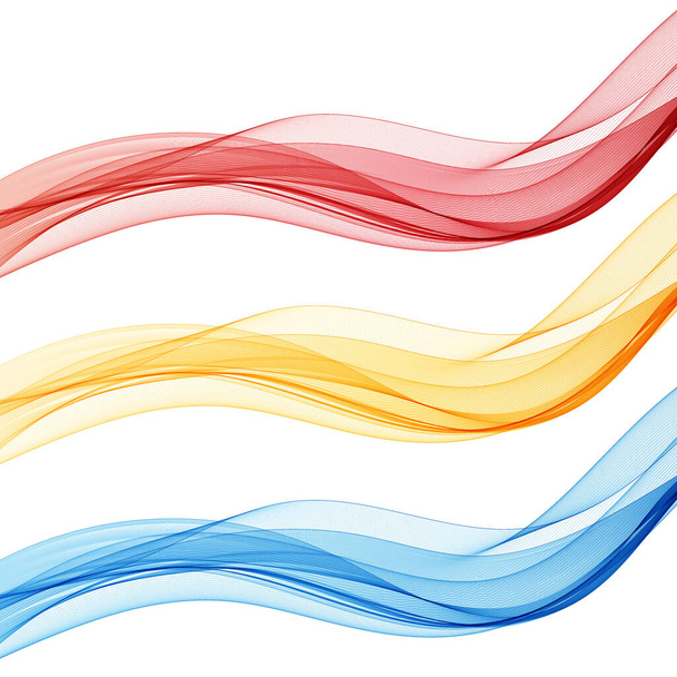 set of waves. vector illustration. color, blue red yellow - Vector, Image