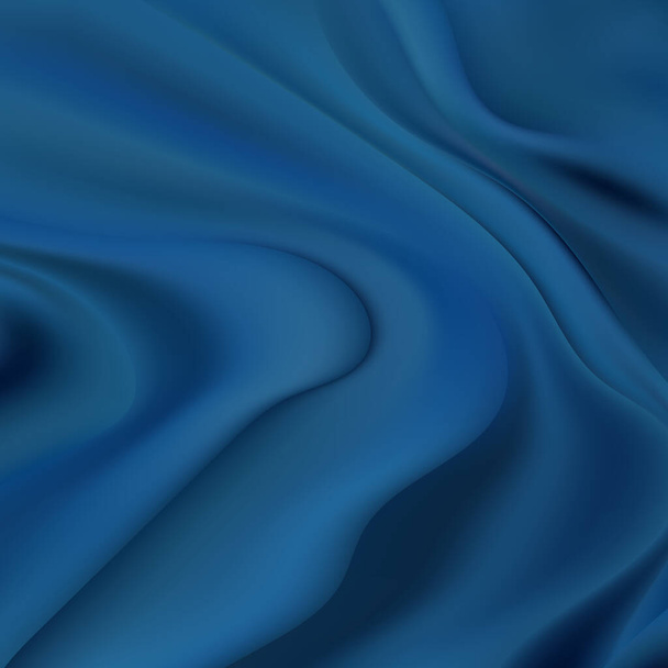 青いしわのある生地。織物の背景 - ベクター画像