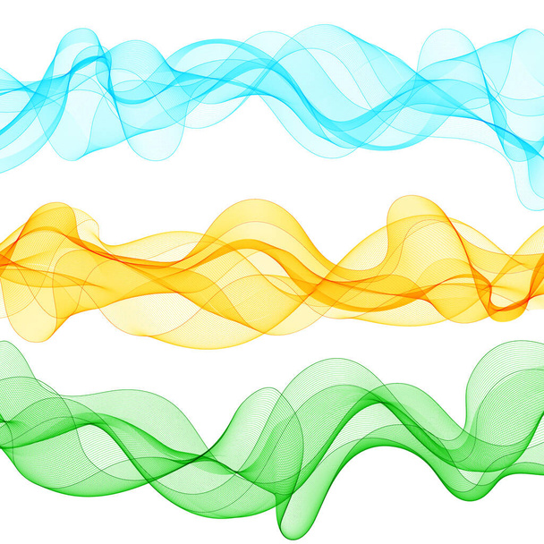 Joukko abstrakteja värillisiä aaltoja. Vektoritausta. Suunnitteluelementti - Vektori, kuva