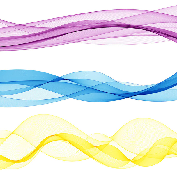 Набор цветных волн. Абстрактный векторный фон - Вектор,изображение