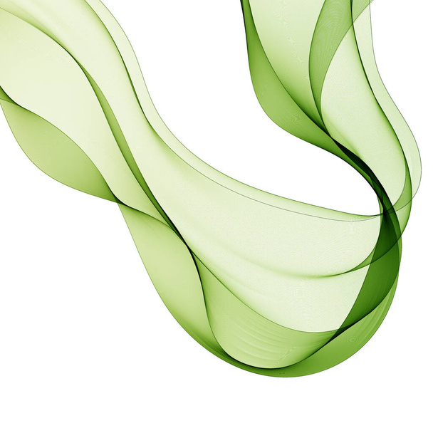 Abstract green wavy lines. Colorful vector background. smoke transparent green wave - Vecteur, image