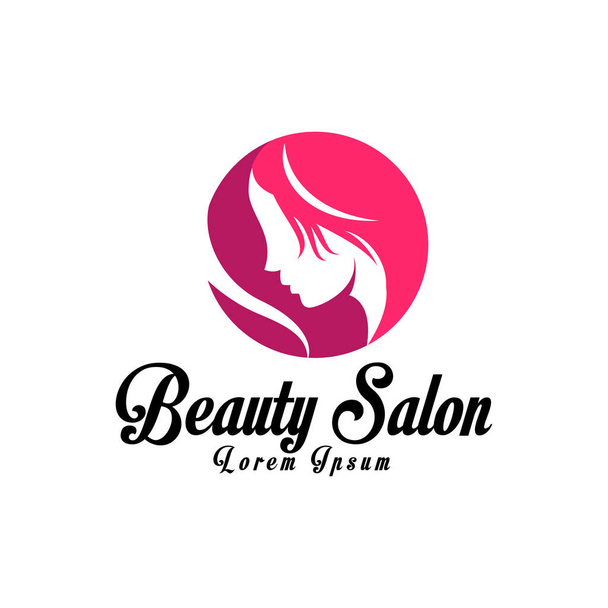 дизайн логотипа для иллюстрации салона красоты женщина лицо красота женский и белый фон современный вектор - Фото, изображение
