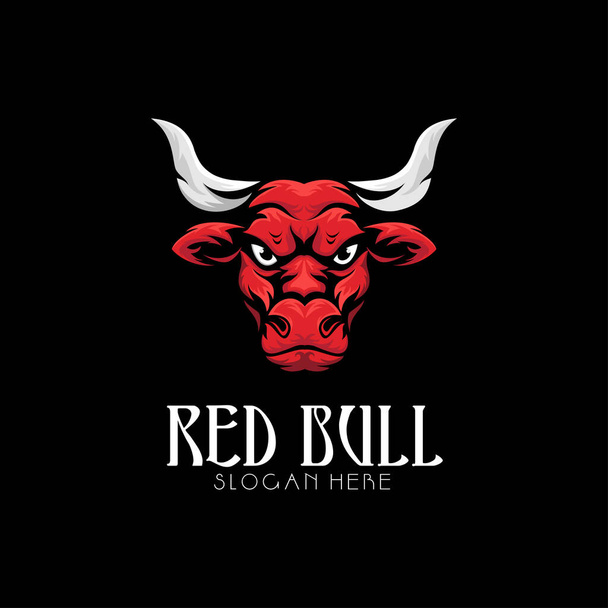 tekening van rode stier hoofd logo kunst, pictogram stier, mascotte logo gaming e sport - Foto, afbeelding
