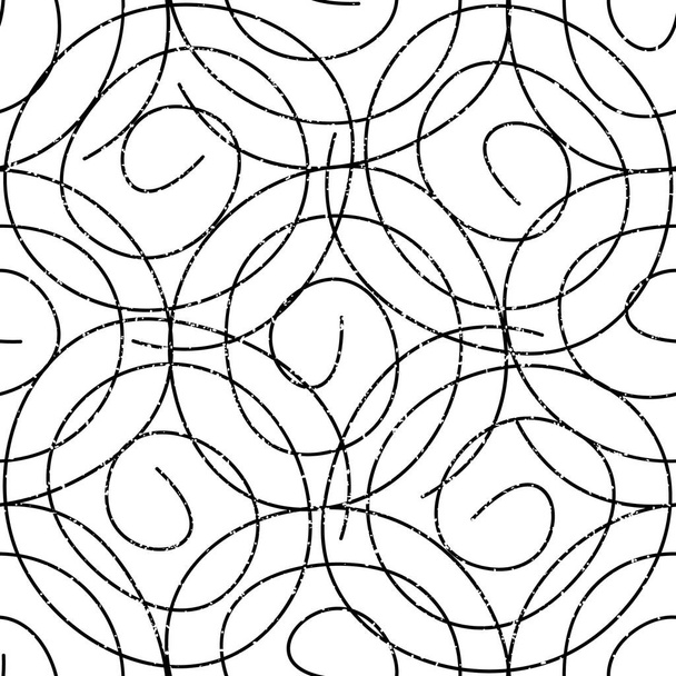 Naadloze textuur met grunge zwarte gebogen lijnen - Vector, afbeelding