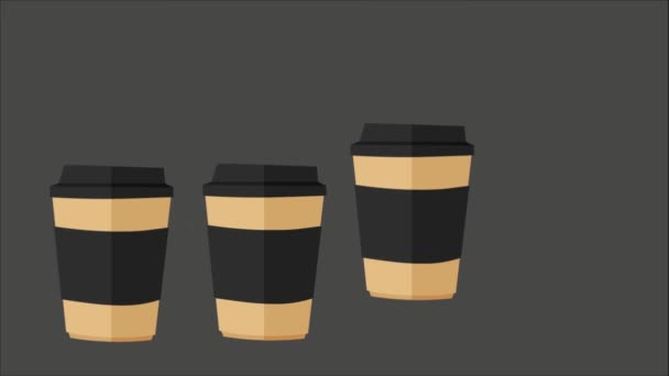 appearing takeaway cups with lettering good morning, tome to take away coffee - Footage, Video