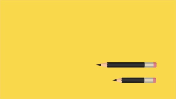 geanimeerde zwarte potloden op gele achtergrond - Video