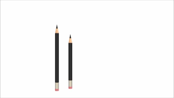 verschijnen zwarte en rode potloden op witte achtergrond - Video