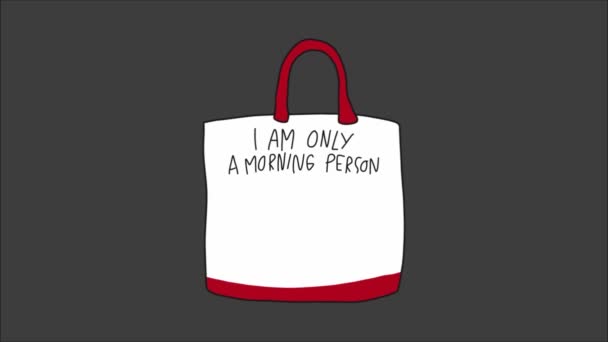 τσάντα με κινούμενα σχέδια είμαι μόνο ένα πρωί πρόσωπο στη μαύρη Παρασκευή - Πλάνα, βίντεο