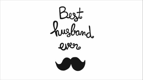 najlepszy mąż kiedykolwiek literowanie z animowanych wąsów - Materiał filmowy, wideo