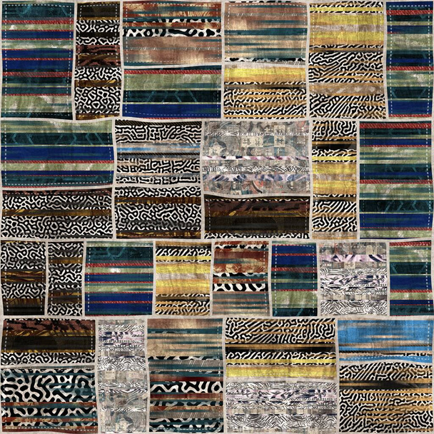 Impresión de patrón de edredón de mezcla de collage de mosaico sin costuras - Foto, imagen