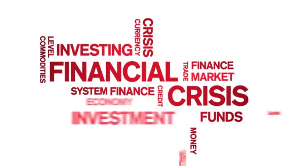 4k Financial Crisis Animated Tag Word Cloud,Text design Animation seamless loop - Footage, Video