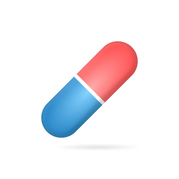 白い背景に3D薬医療用錠剤のシンボル - ベクター画像