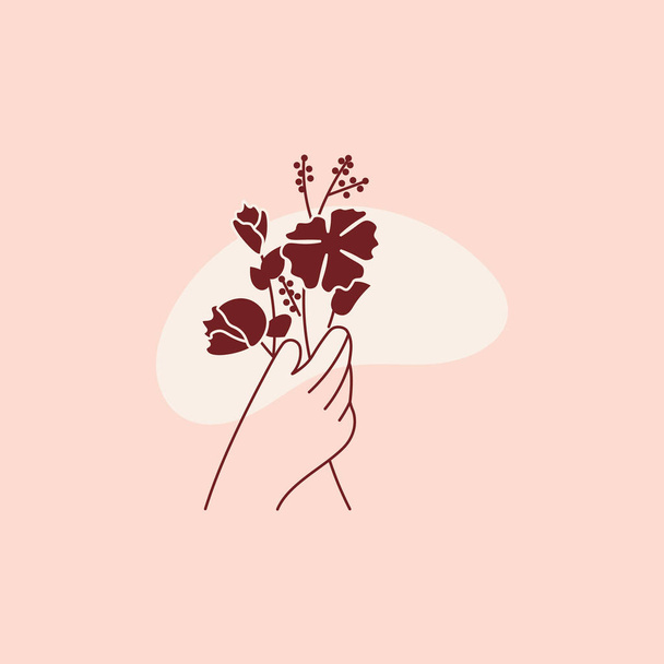 Hand with flower abstract logo design template - ベクター画像