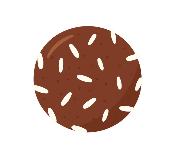 Bola de chocolate o chokladboll sueco. Bola de avena o danés havregrynskugle tipo de pastelería sin cocer que es una pastelería danesa y sueca popular. ilustración vectorial aislado dibujado a mano - Vector, Imagen