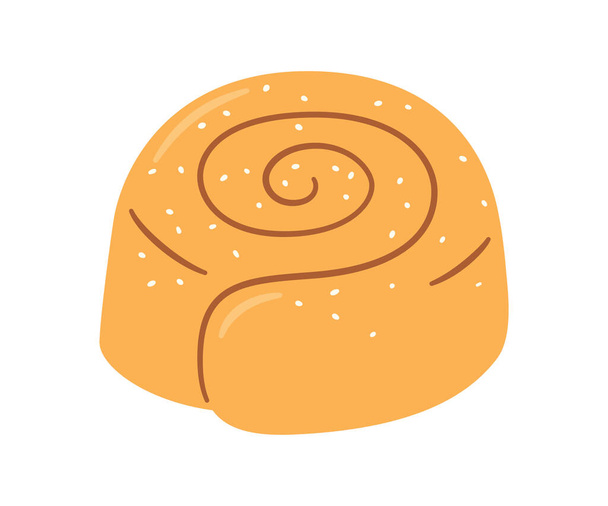Кориця з цукром. Swirl kanelbulle bun. Традиційний десерт у Скандинавії та Північній Америці. Ручний малюнок ізольованих векторних ілюстрацій на білому тлі - Вектор, зображення