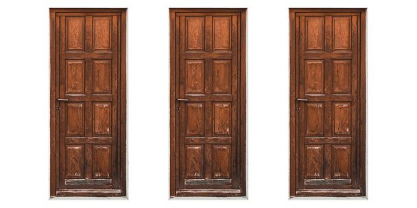 wooden door isolated on white background - Photo, Image