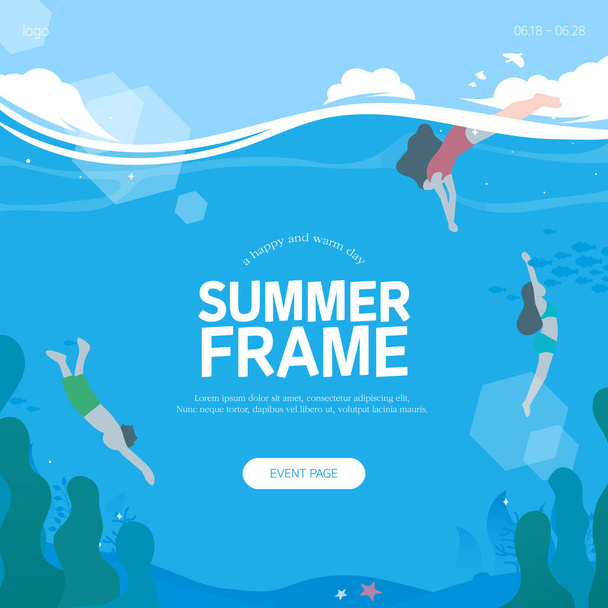Diseño de marco de bienvenida de verano fresco - Vector, Imagen