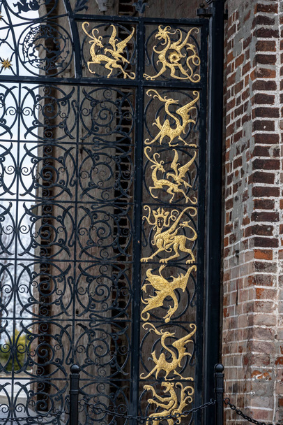 starobylé a krásné brány jemně kované v kováři v architektonickém interiéru - Fotografie, Obrázek